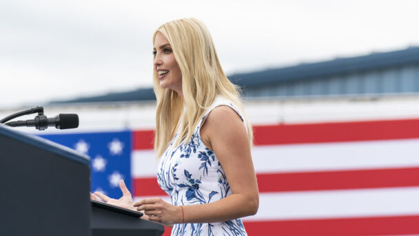 Ivanka Trump speaks at a podium