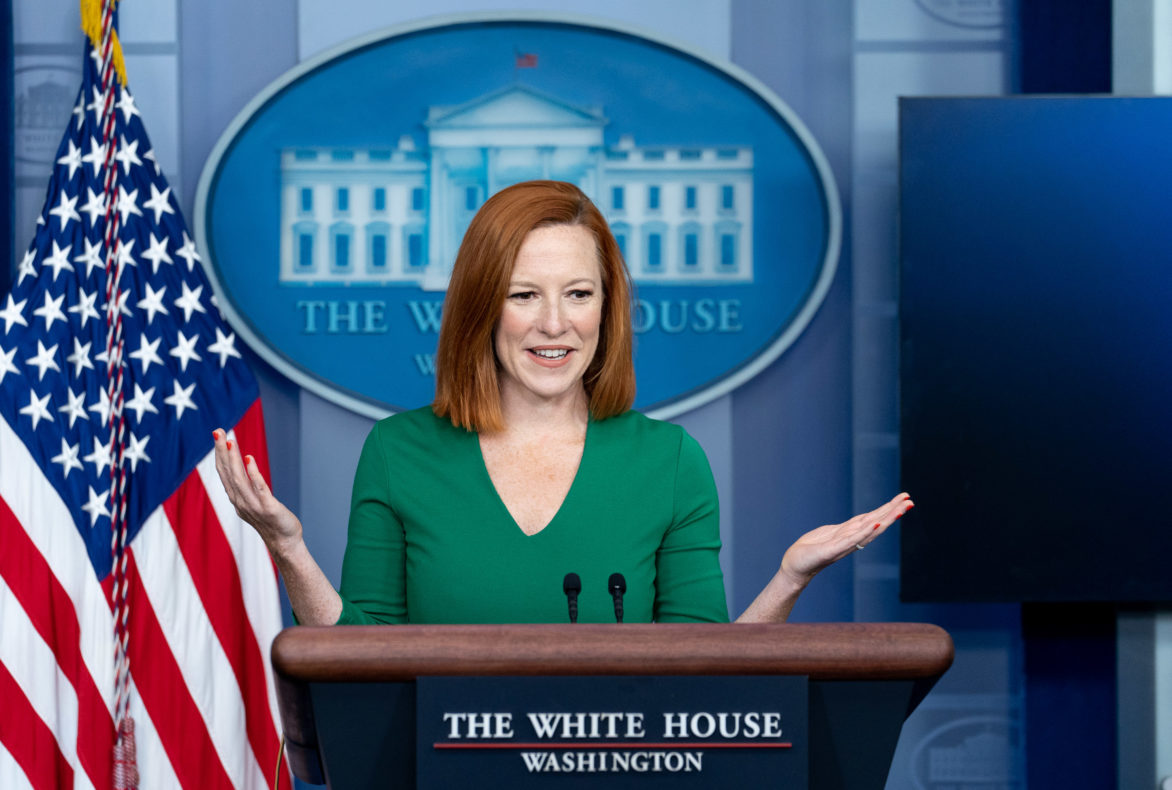 White House Press Secretary Jen Psaki holds a press briefing on Friday August 6, 2021, in the James S. Brady Press Briefing Room of the White House. (Official White House Photo by Erin Scott)