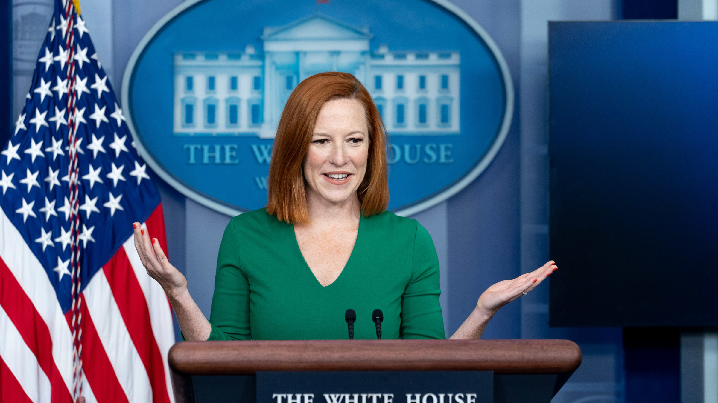 White House Press Secretary Jen Psaki holds a press briefing on Friday August 6, 2021, in the James S. Brady Press Briefing Room of the White House. (Official White House Photo by Erin Scott)