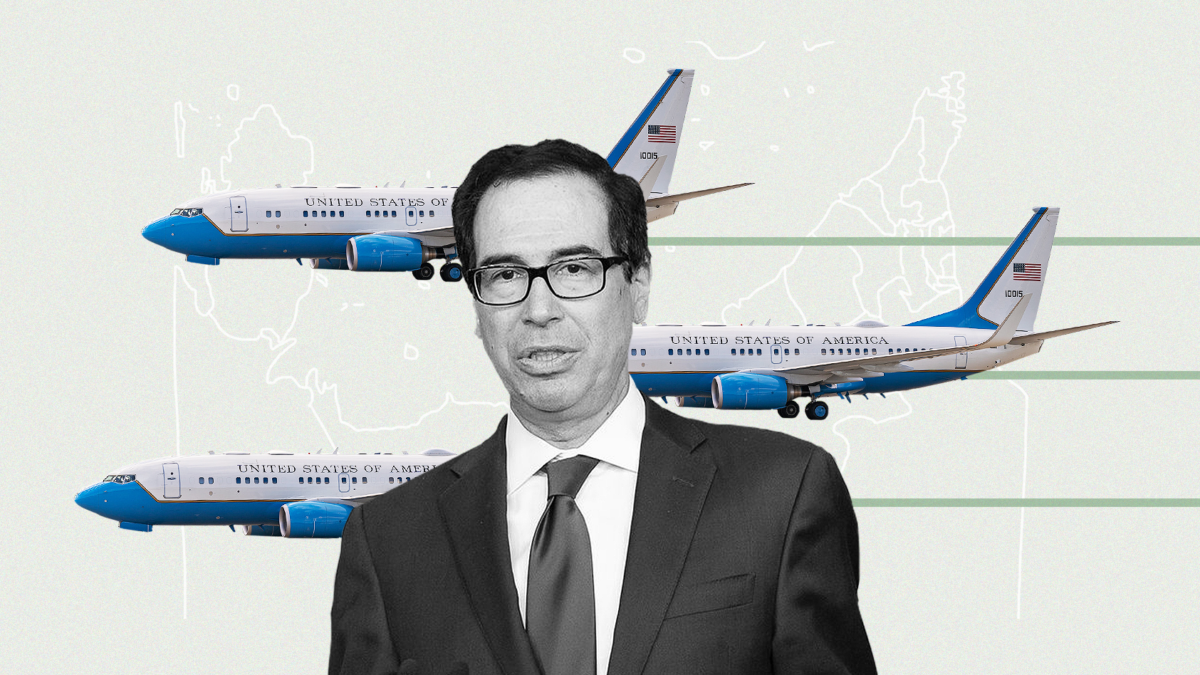 illustration of Mnuchin's trips to the Middle East
