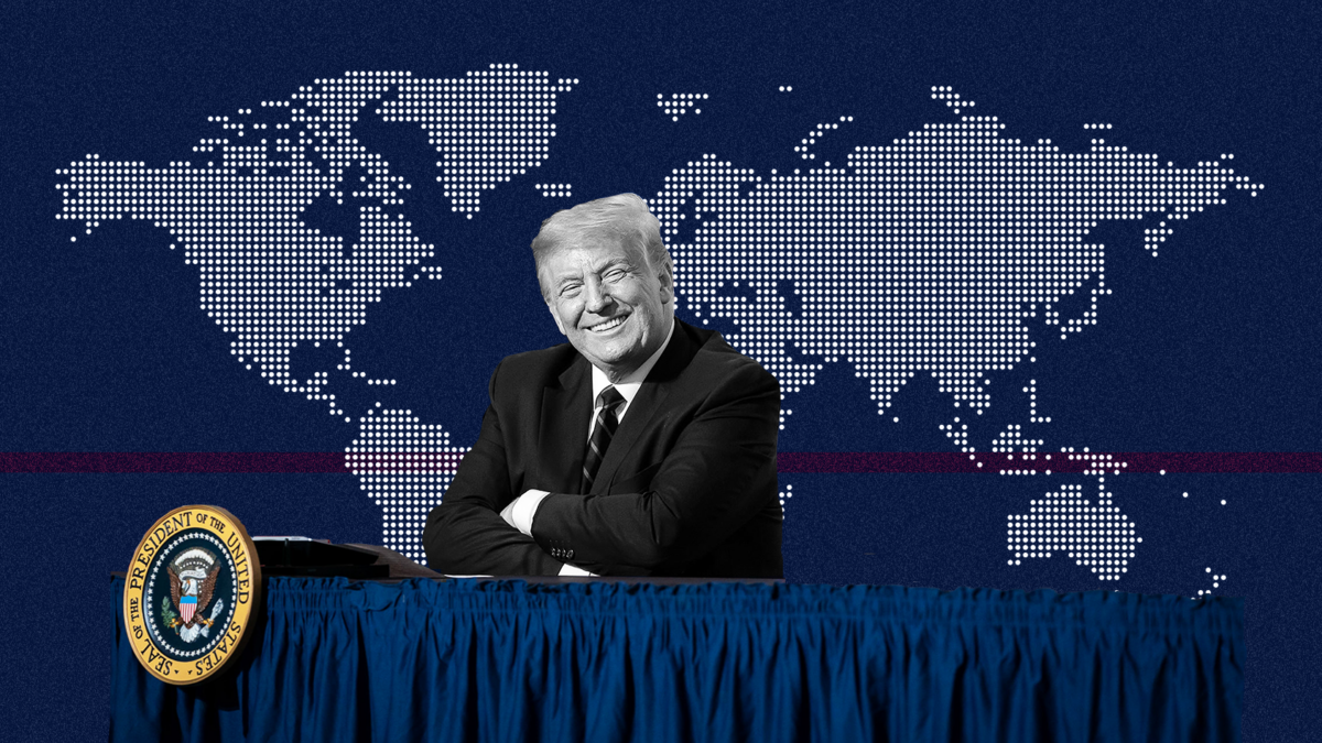 Trump and a world map