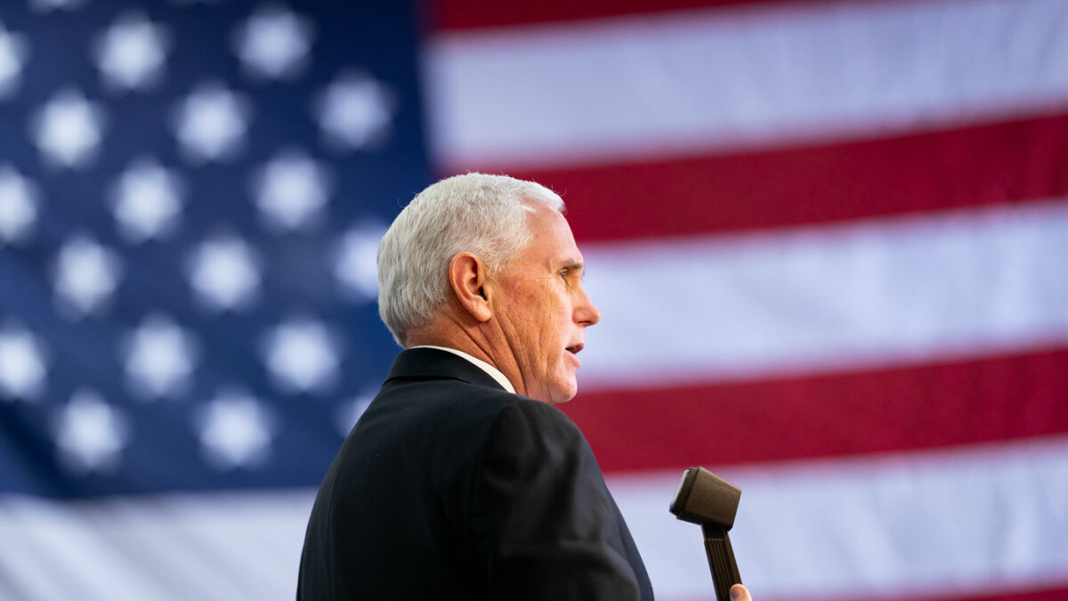 Mike Pence speaking into a microphone