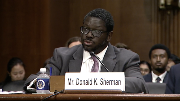 Donald Sherman testifies before the Senate Judiciary Committee on the Supreme Court Ethics, Recusal, and Transparency Act