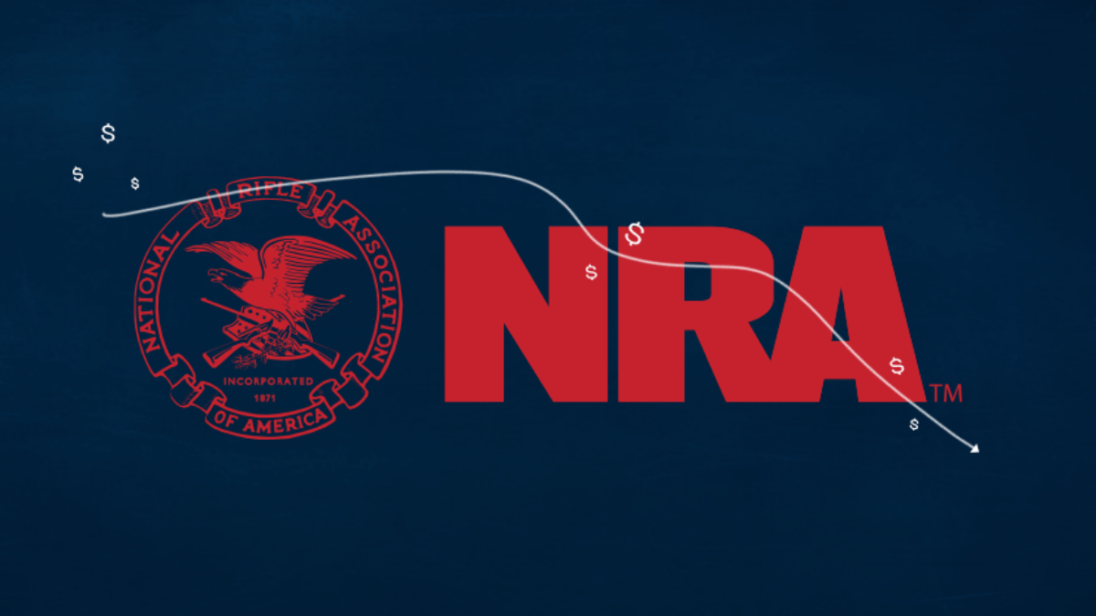 NRA with arrow pointing down and floating dollar signs