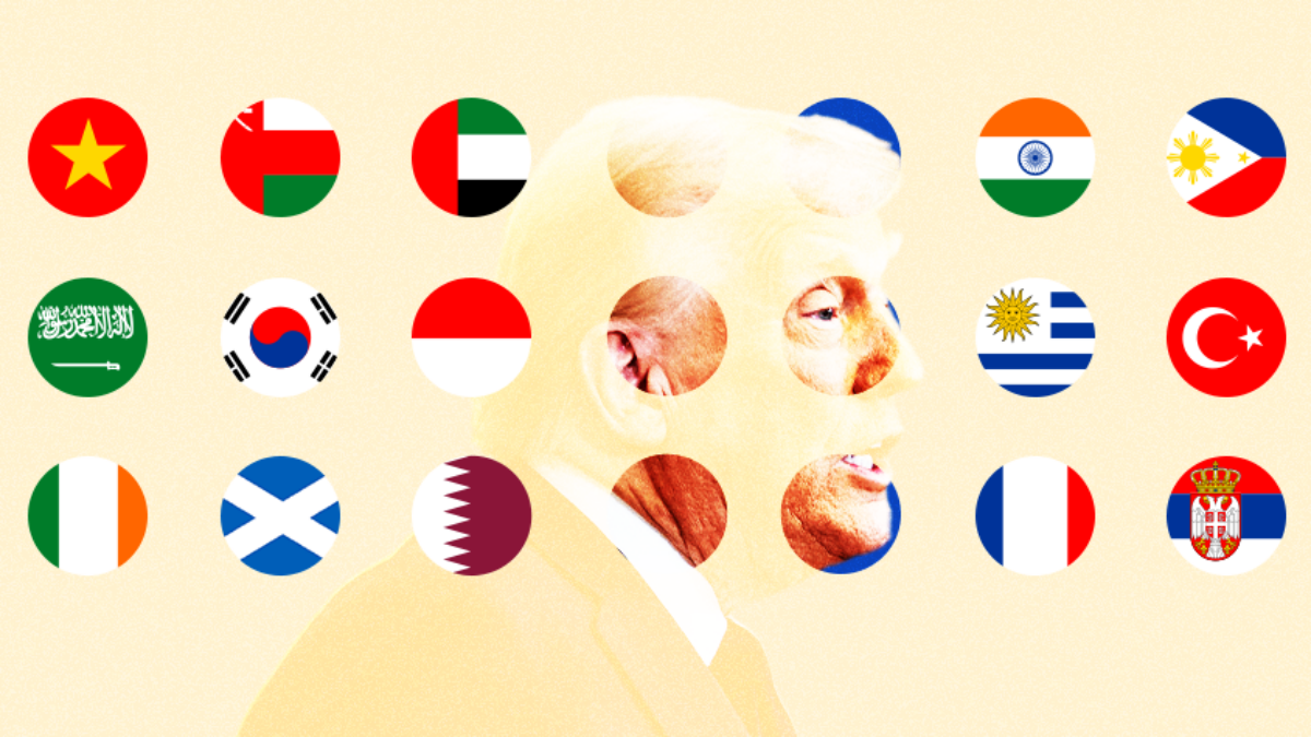 Trump and foreign country flags