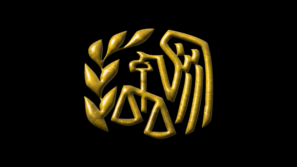 IRS logo with Trump profile