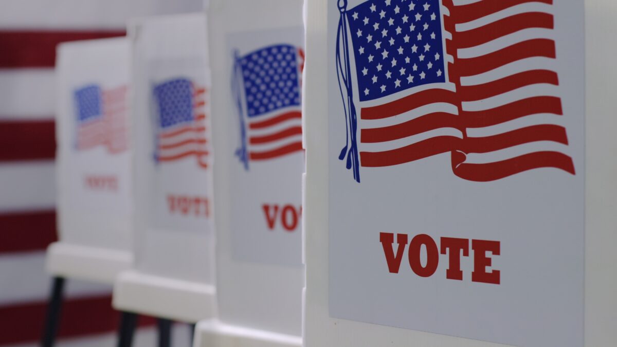 row of voting booths