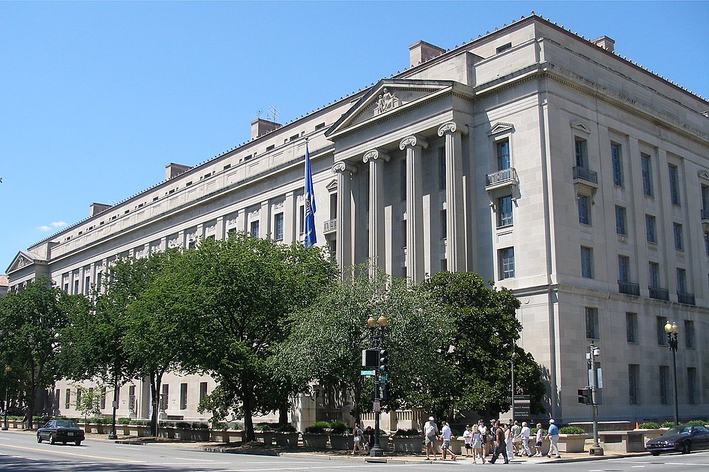 US Department of Justice headquarters building in Washington, DC