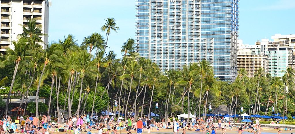 Beachgoers near Trump's Waikiki property